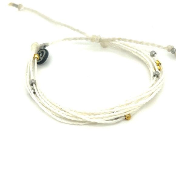 Pura Vida White Strand with Gold/Silver Beads Bracelet - Picture 1 of 4